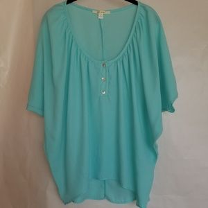 Miami aqua blue flowy shawl top in size small